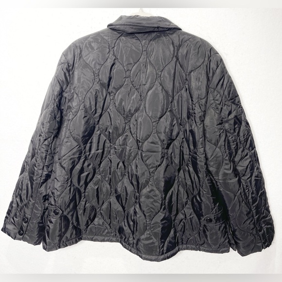 Chico's Faux Nylon Quilted Jacket Lightweight Classic Fit Lined Snap Front Coat - Picture 6 of 14